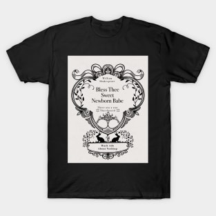 Shakespeare Newborn Quote| Silhouette Rabbits| Literature Nursery| Victorian Frame| Folk Art T-Shirt